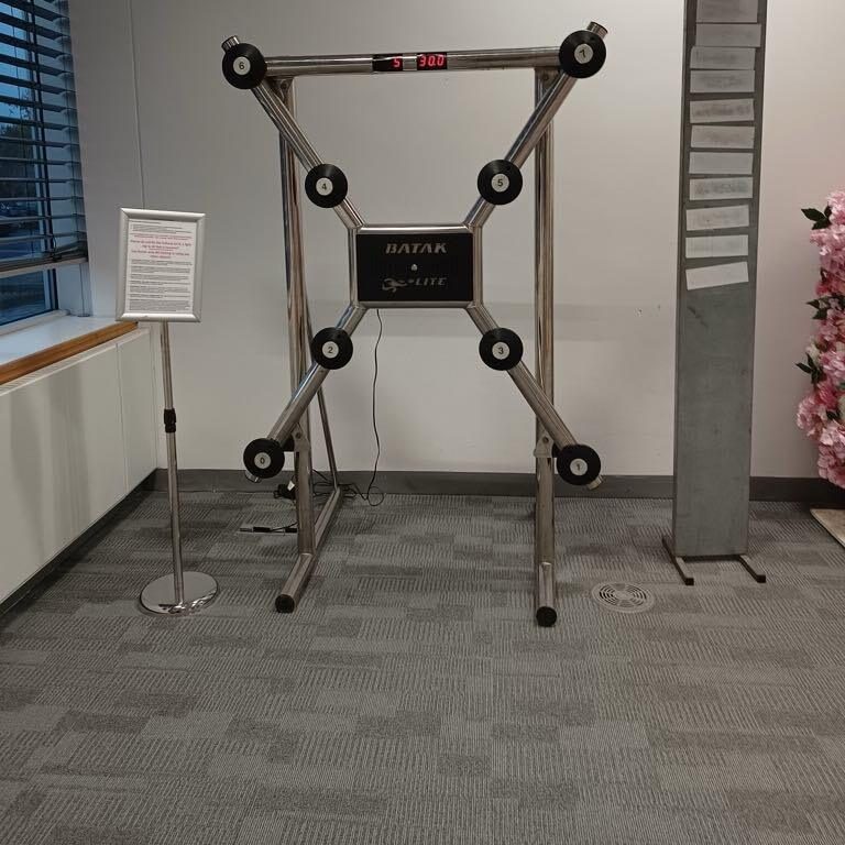 Our Batak Lite Electronic Speed Reaction Game positioned ready for play at an indoor event.
