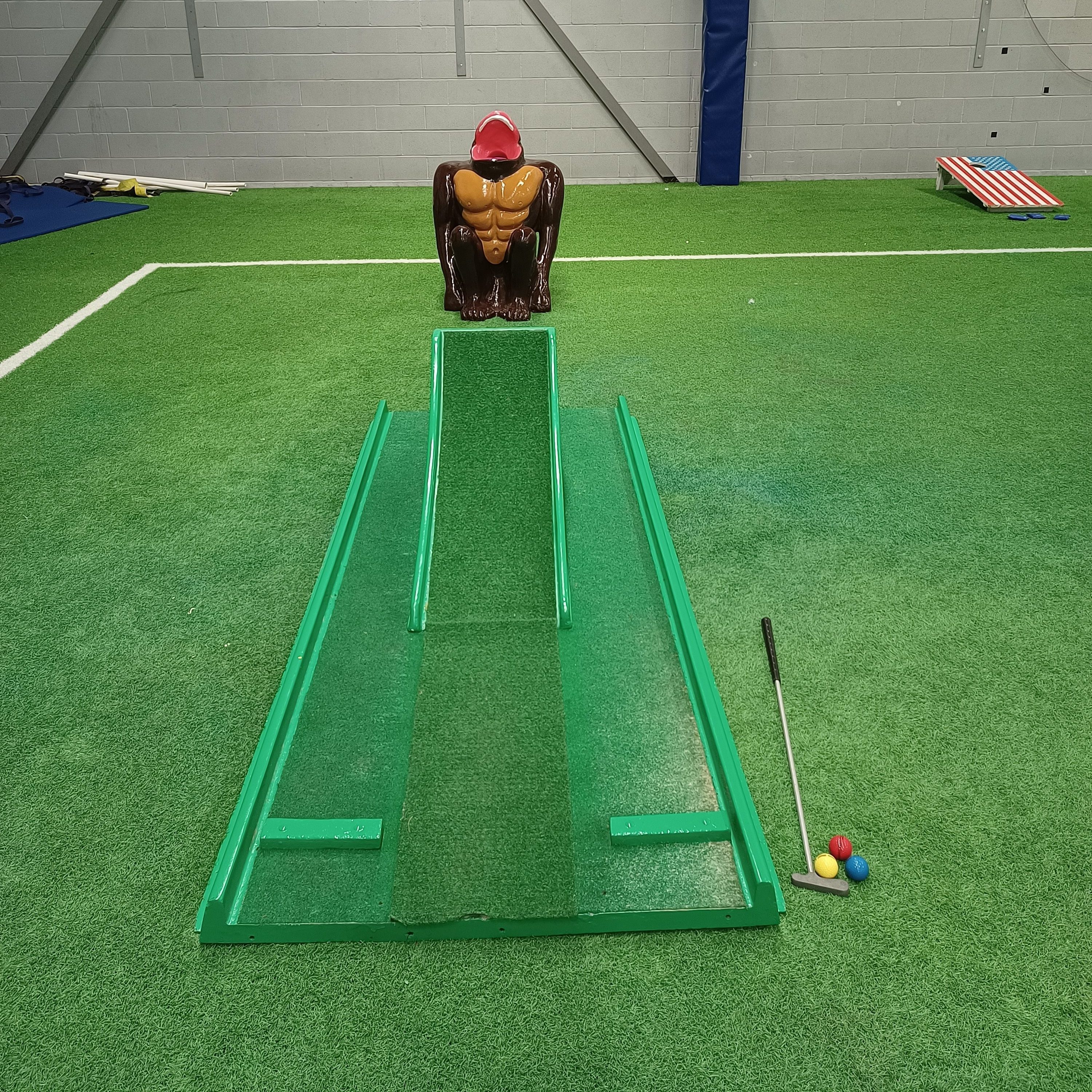 Our unique Gorilla Golf Putt Challenge hired and set up for an indoor event.